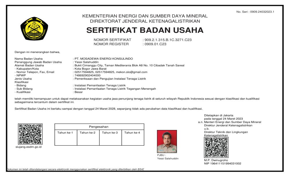 SBU Jaringan Distribusi Tenaga Listrik Tegangan Menengah ( Depan )